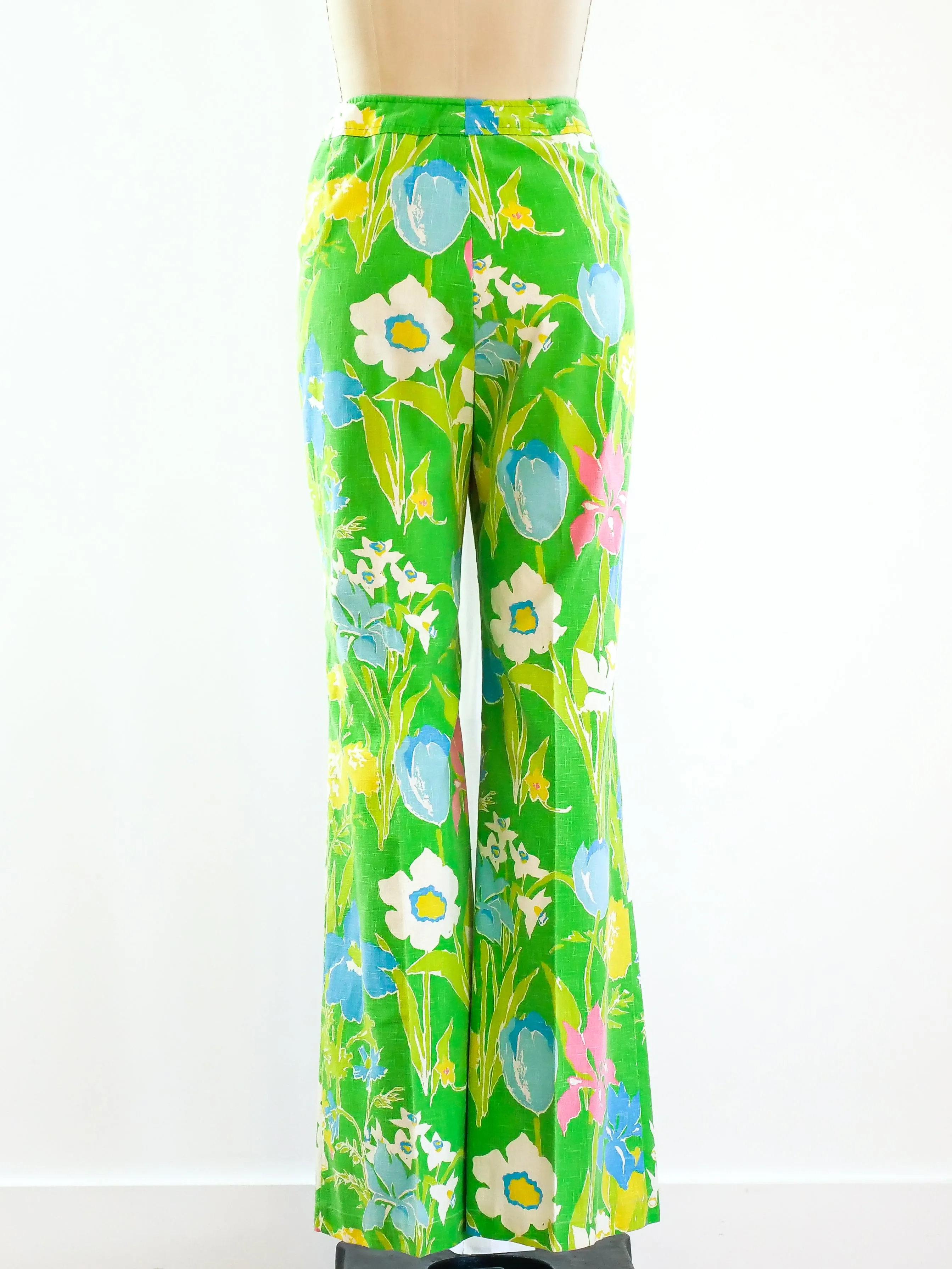 1960's Floral Straight Leg Pants