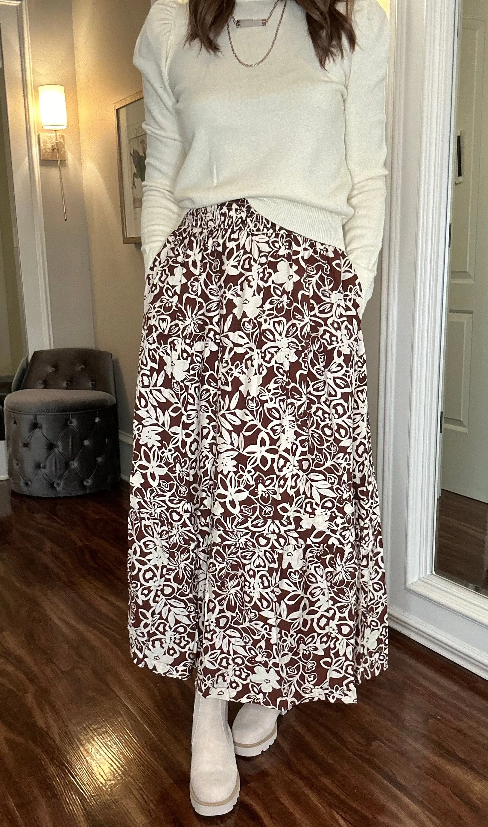 &MERCI SMOCKED WAIST FLORAL SKIRT 9.19