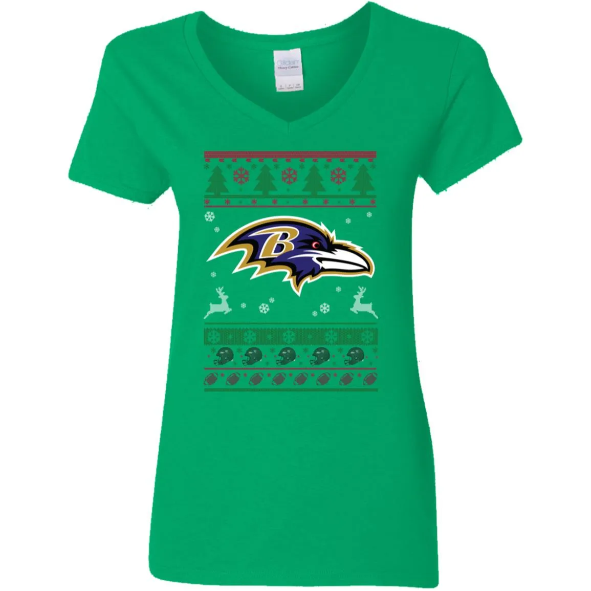 Baltimore Ravens Logo Football Teams Ugly Christmas Sweater Women V-Neck T-Shirt