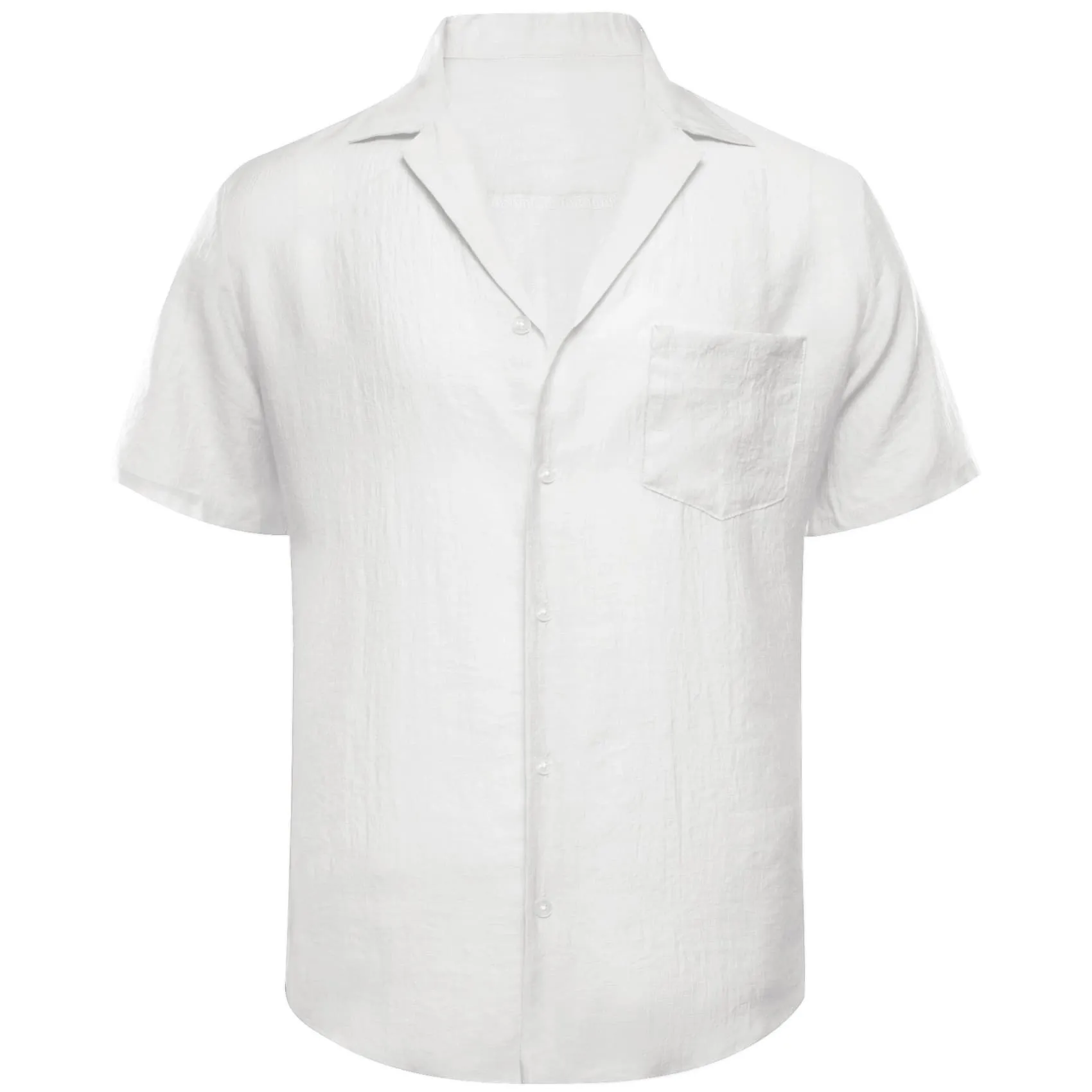 Barry Wang White Shirt Button Down Short Sleeve Solid Mens Dress Shirt
