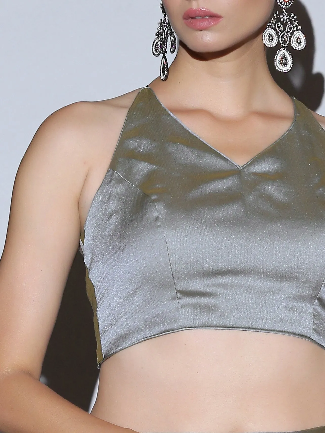 Blouse -  Jaguar Butter Chiffon Halter with Cosmic Stripes