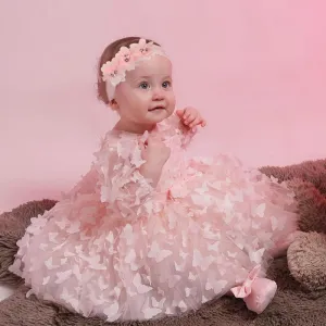 Butterfly Decorated Baby Girl Princess Birthday Dresses