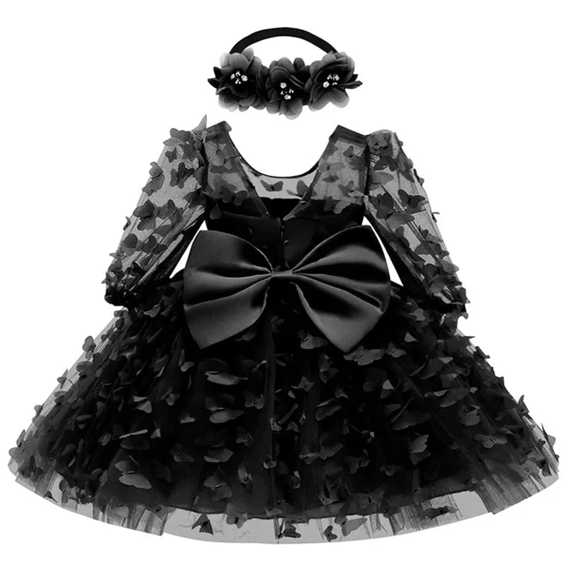 Butterfly Decorated Baby Girl Princess Birthday Dresses