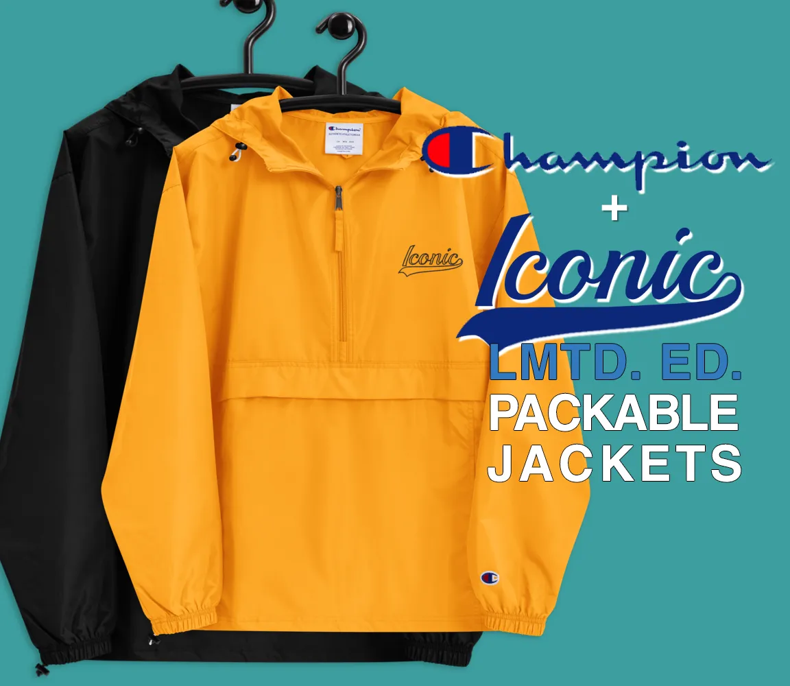 CHAMPION   ROYAL ICONIC. | Retro Embroidered Logo Unisex Hooded Packable Windbreaker Lite Coaches Jacket Gold Vintage Classic