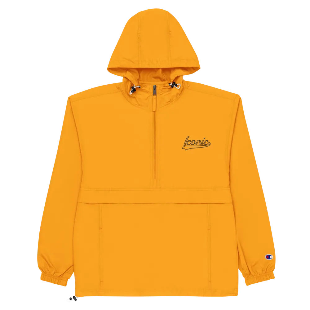 CHAMPION   ROYAL ICONIC. | Retro Embroidered Logo Unisex Hooded Packable Windbreaker Lite Coaches Jacket Gold Vintage Classic
