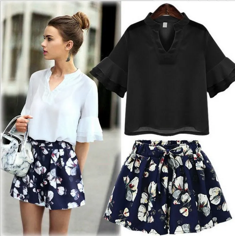 CHIFFON FLORAL SHORTS SET