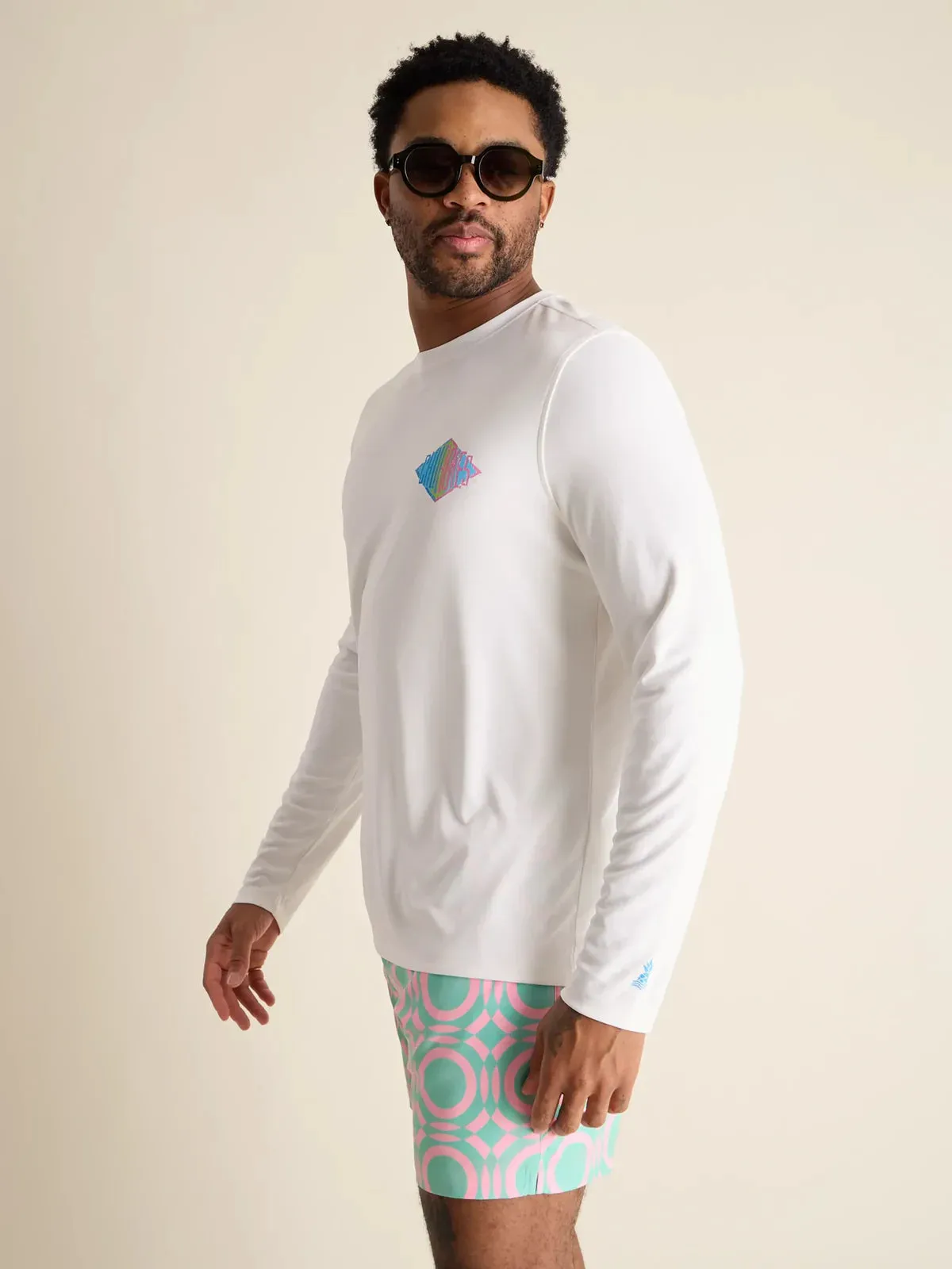 Chubbies The Reflector Long Sleeve Sun Crew Neck T-Shirt - Pure White