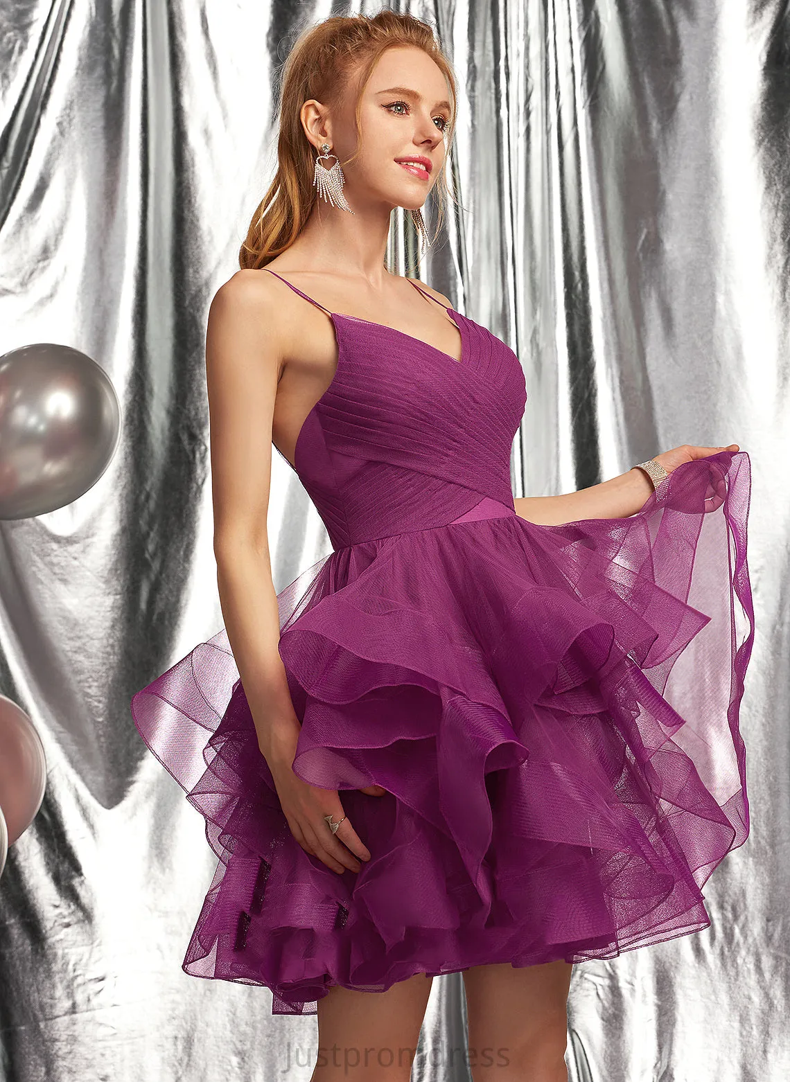 Dress Tulle Short/Mini Homecoming Ball-Gown/Princess Homecoming Dresses Laurel V-neck