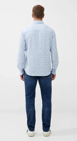 French Connection Long Sleeve Tonal Check Shirt - Light Blue