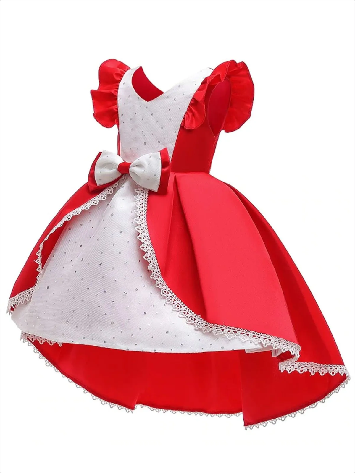 Girls Hi-Low Ball Gown Style Princess Holiday Dress With Sequins