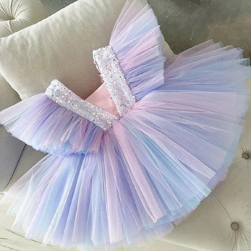 Girls Rose Red Party Princess Dress