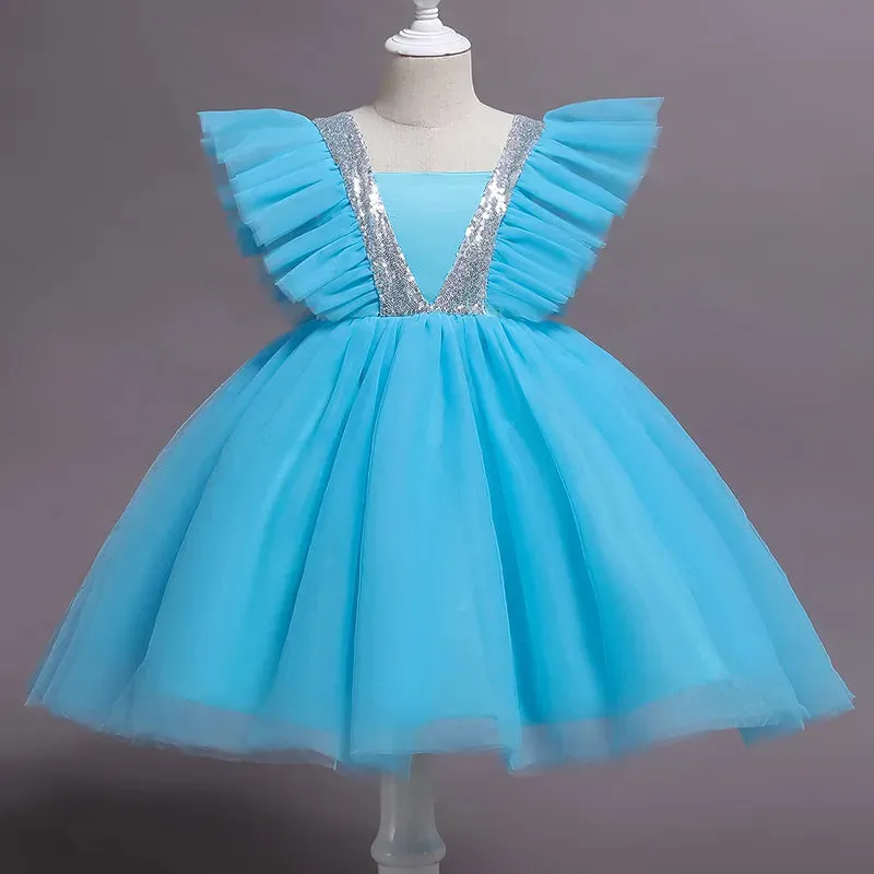 Girls Rose Red Party Princess Dress
