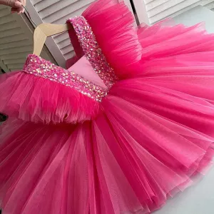 Girls Rose Red Party Princess Dress