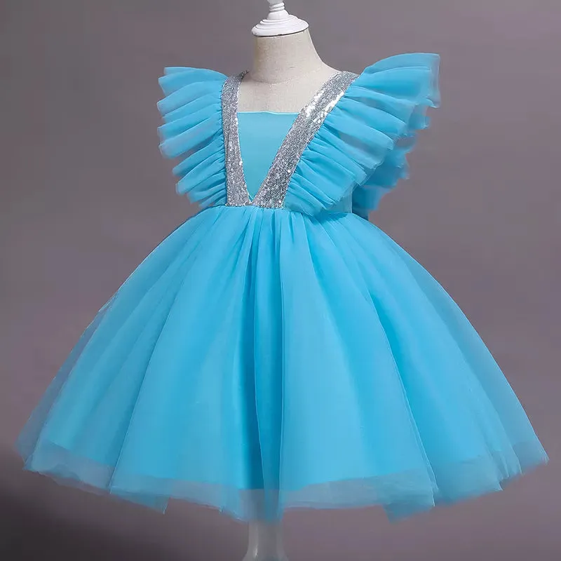 Girls Rose Red Party Princess Dress