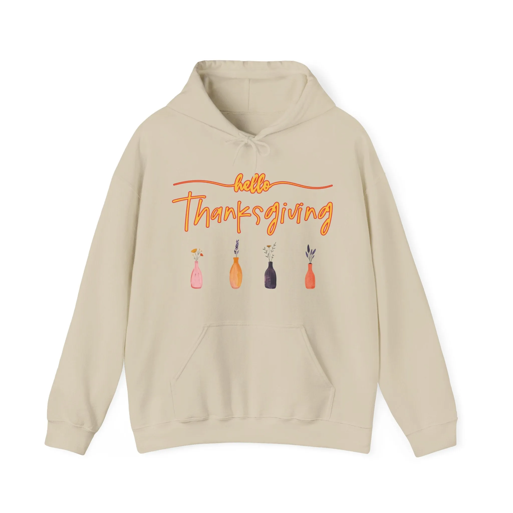 Hello Thanksgiving Hoodie, Thanksgiving Hoodie, Thanksgiving Flower Hoodie, Autumn Hoodie, Fall Hoodie, Thanksgiving Gifts Idea