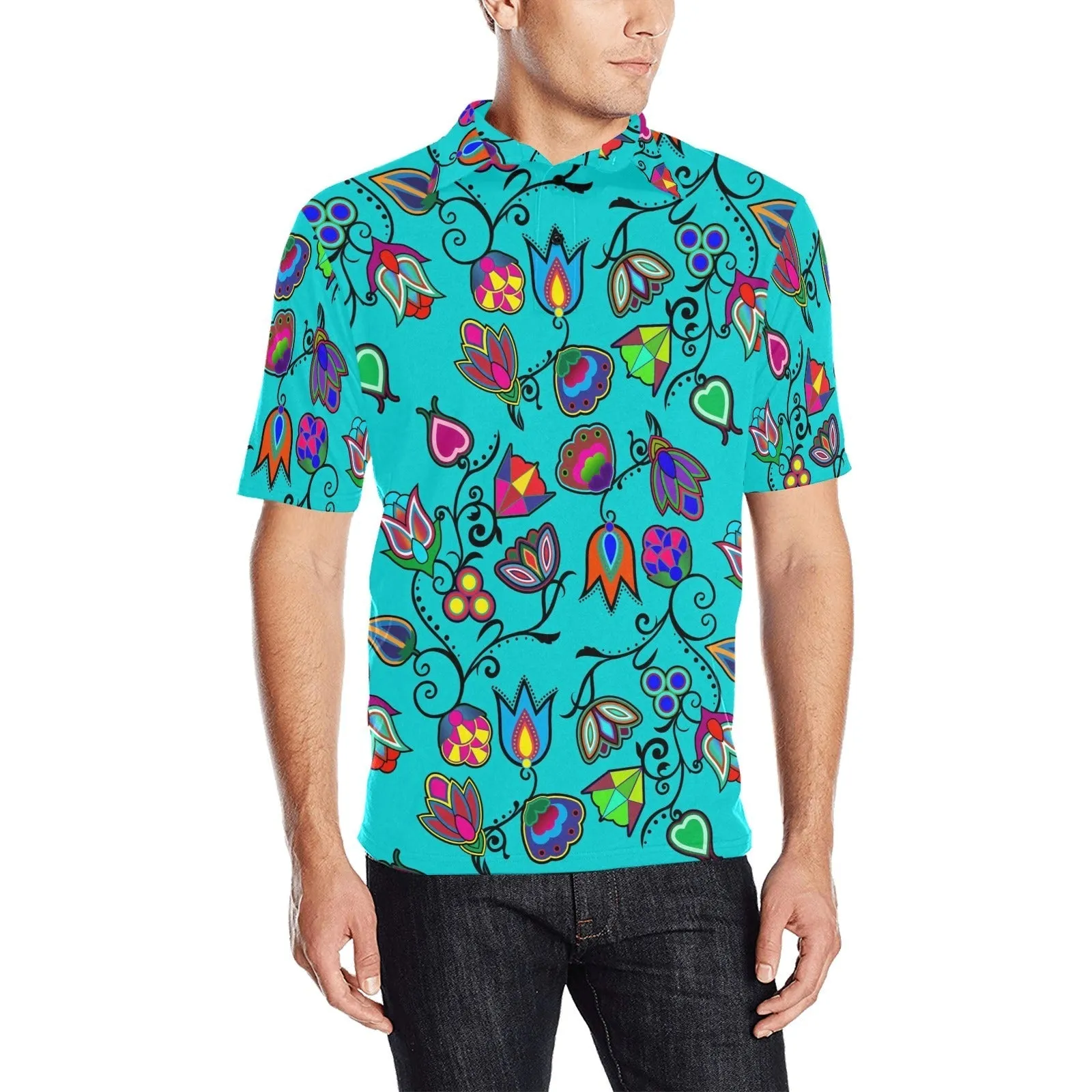 Indigenous Paisley Sky Men's Polo Shirt