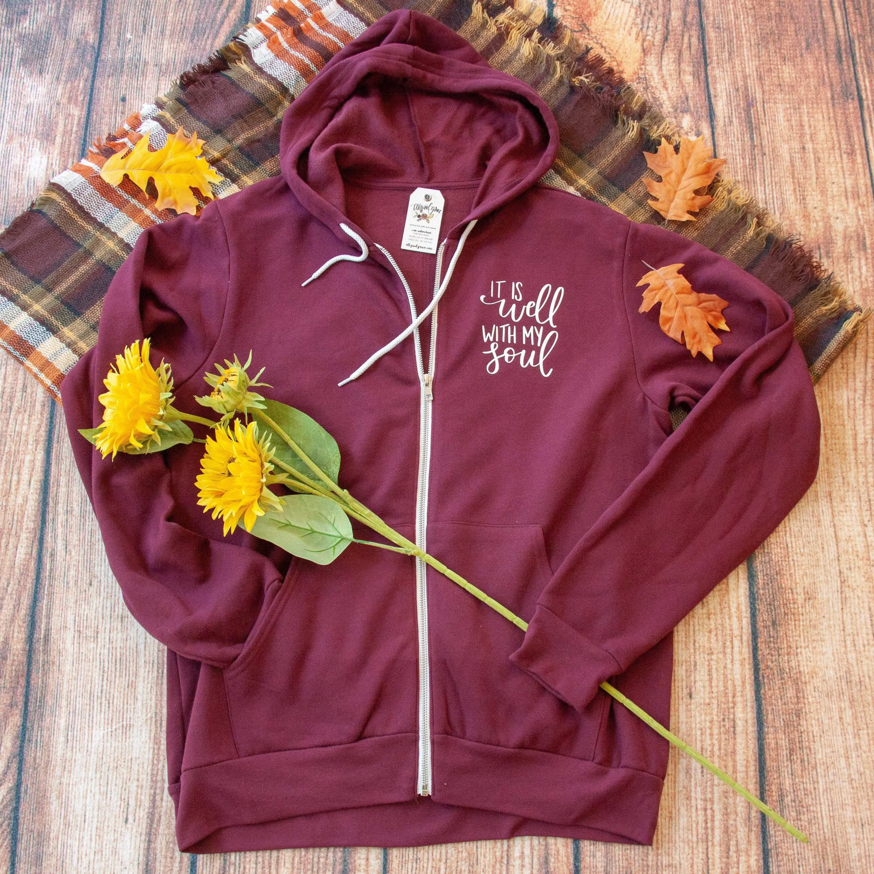 It Is Well with My Soul Premium Fleece Zip Up Hoodie