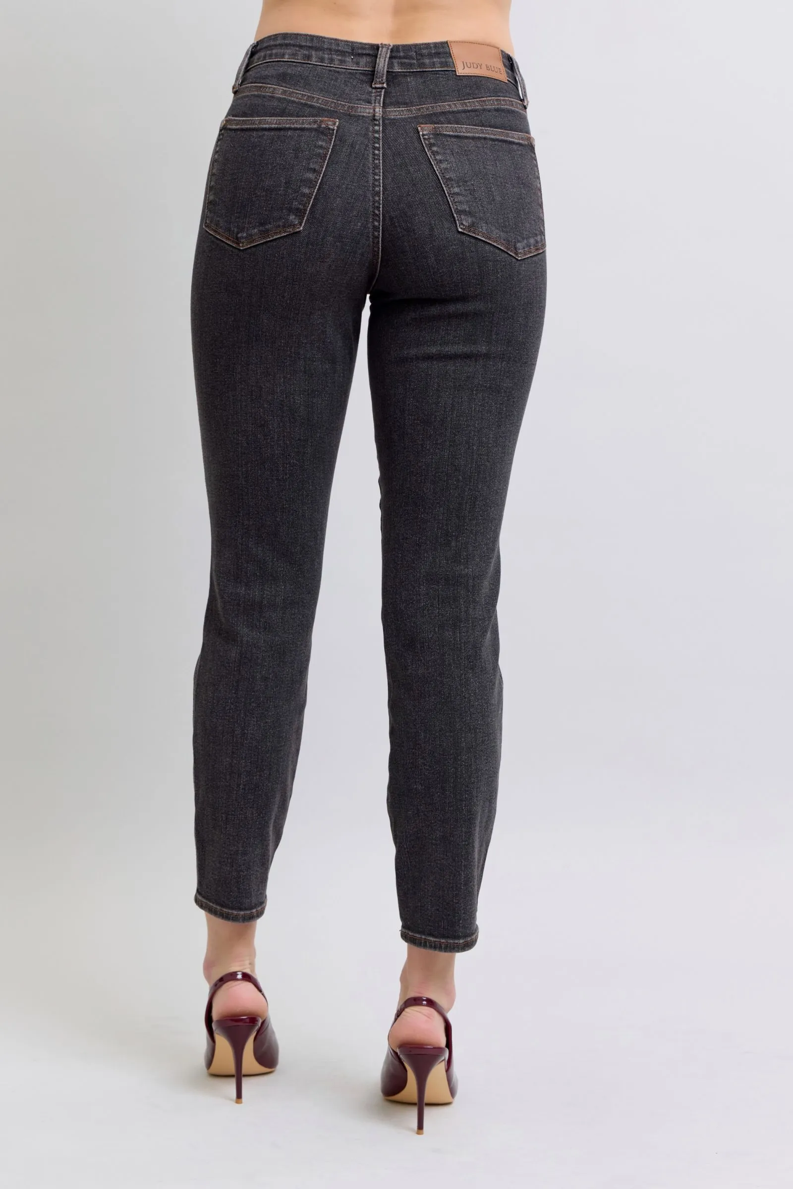 Judy Blue Mid Rise Black Tummy Control Slim Jeans