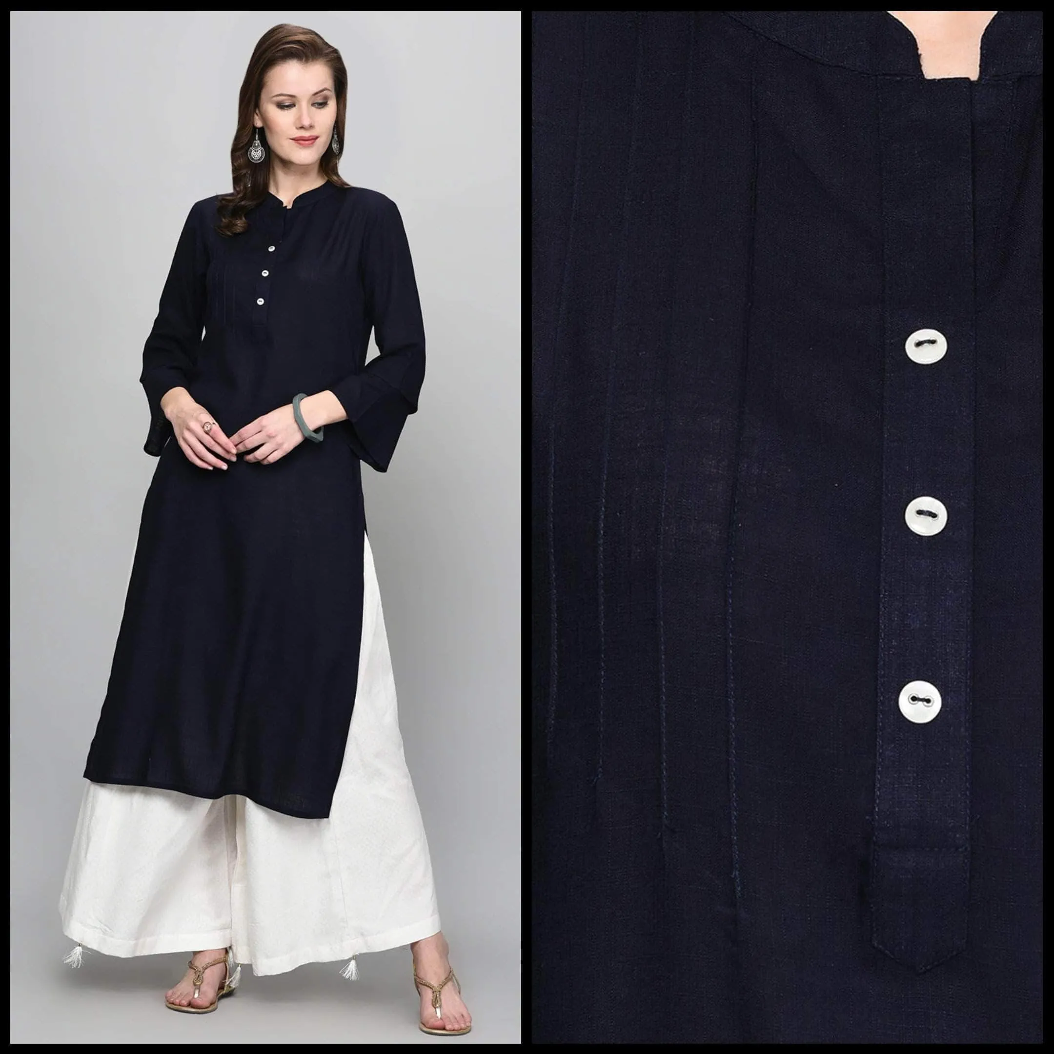 Lemon Tart Clothing LTK56 Pintuck Detail Kurti - Black