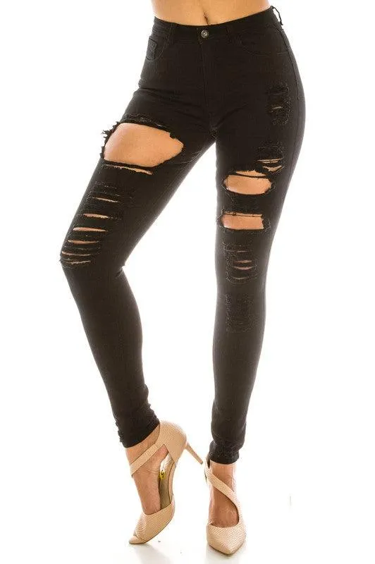 LO-177 high waist stretch destroyed skinny jeans