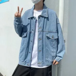 Men Denim Jacket Men 'S Loose Cotton Vintage Denim Jacket