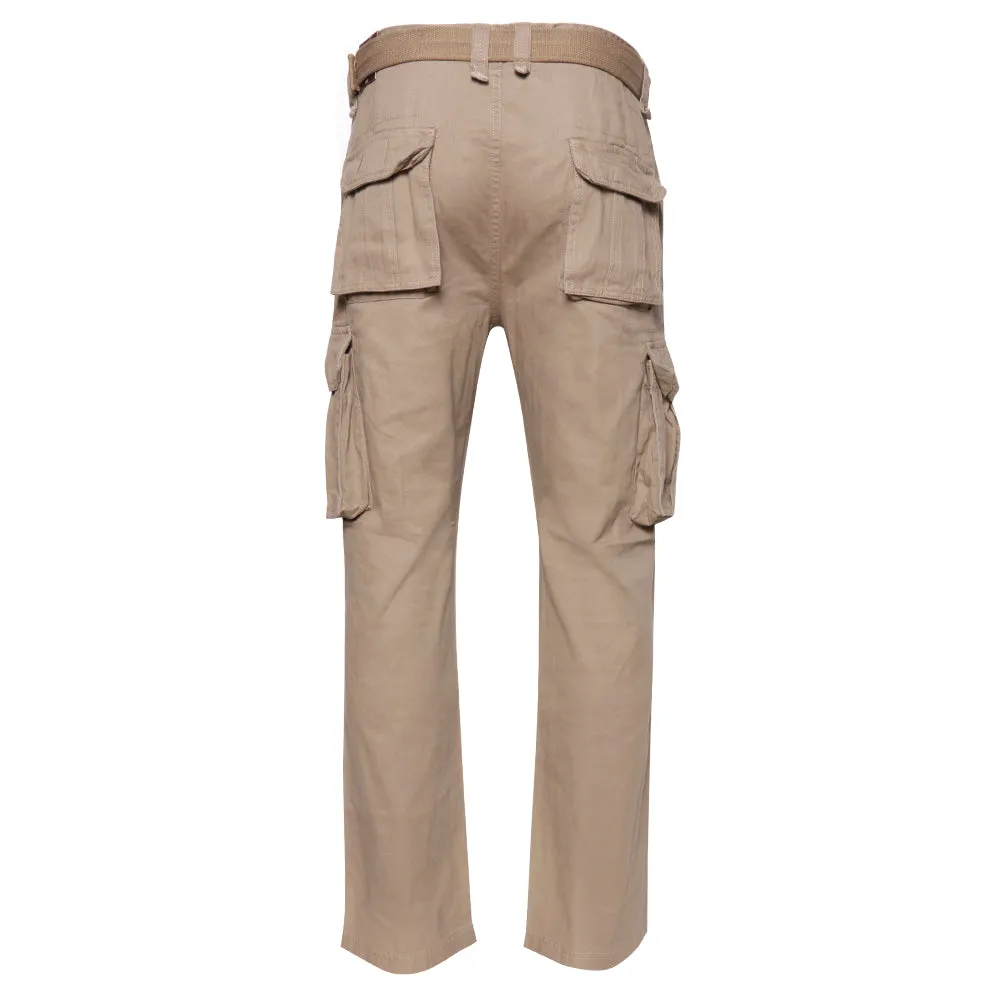 Mens Cargo Camo Pants Button Multi Pocket Lightweight Cotton Army Regular Fit