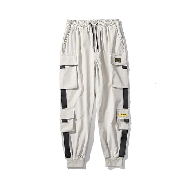 Mens Cargo Pants Multi Pocket Harem Pants Streetwear Trousers