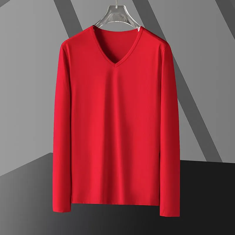 Men's Casual Bottoming Shirt V-Neck Long Sleeve T-Shirt 36952230Z