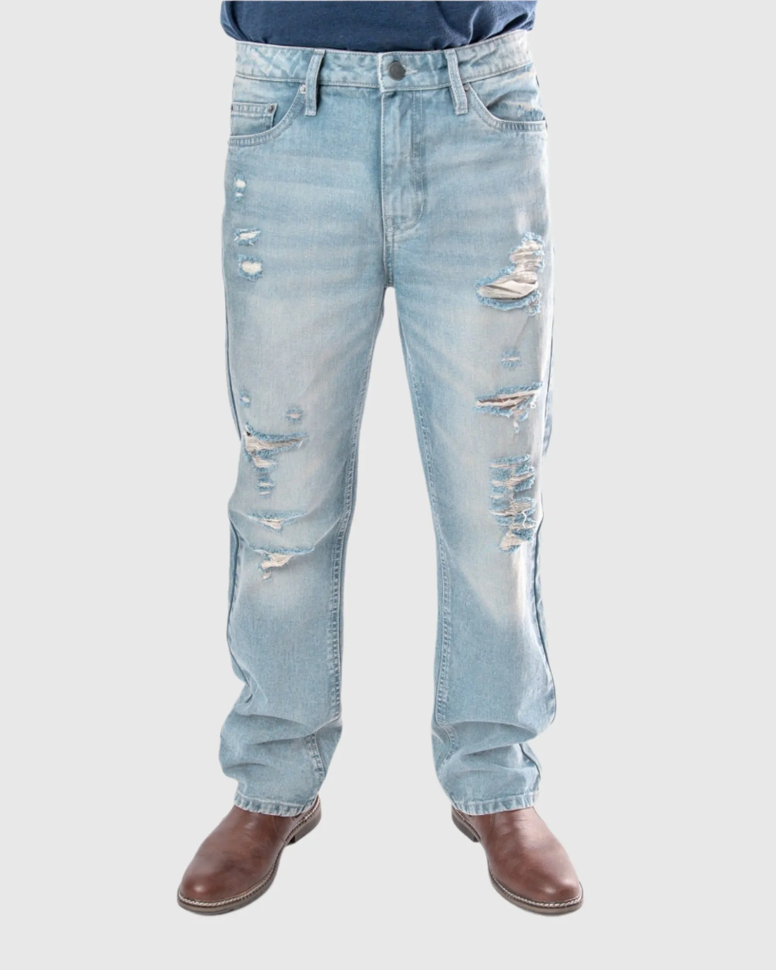 MEN'S FALLS RIPPED STRAIGHT FIT JEANS
