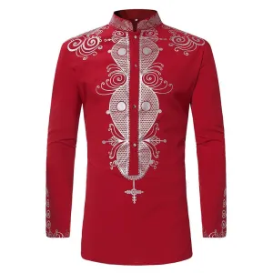 Mens Hipster African Print Dashiki Dress Shirt Brand New Tribal Ethnic Shirt Men Long Sleeve Shirts Africa Clothing Camisa