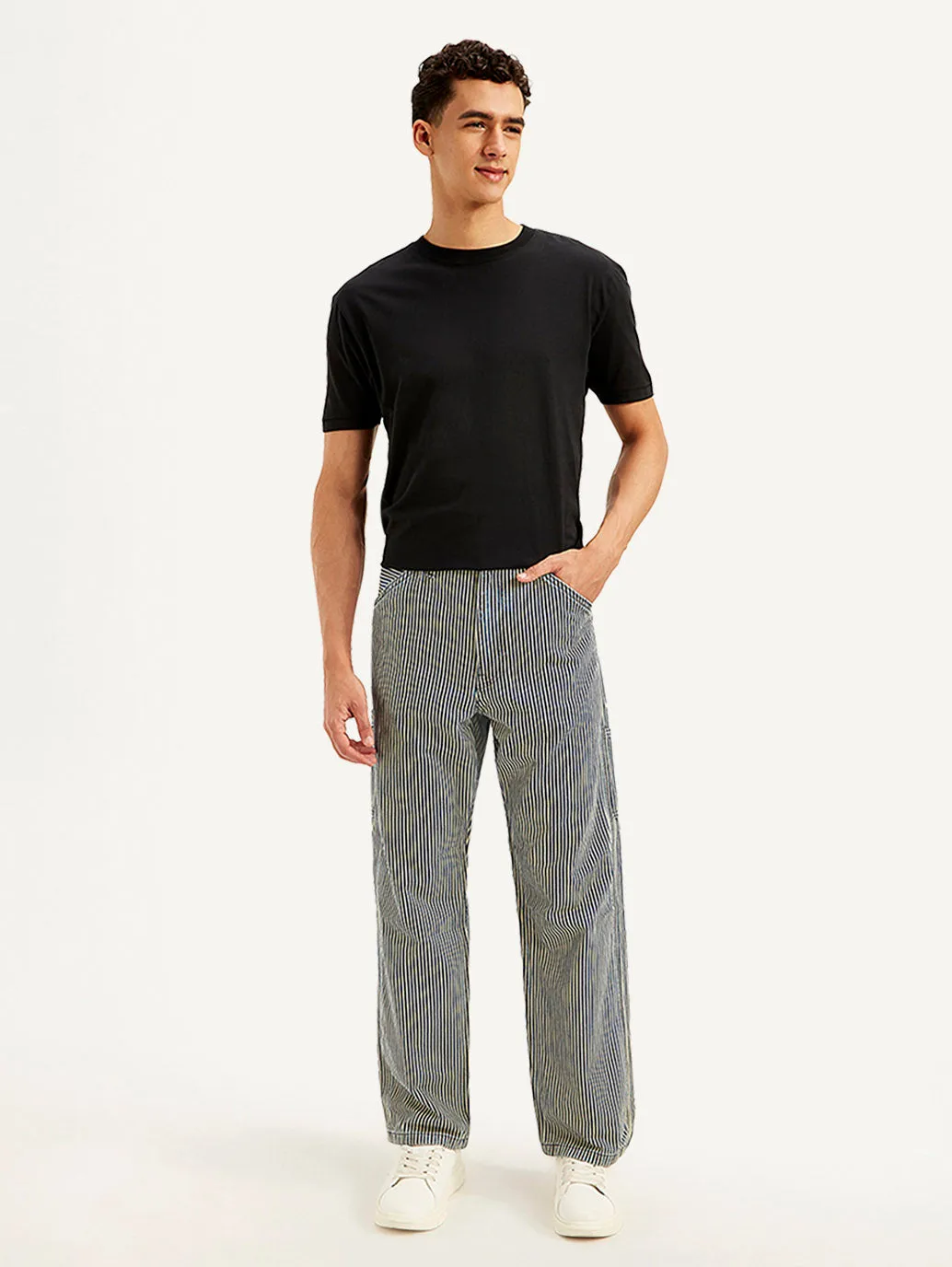 Men's Loose Fit Striped Jeans