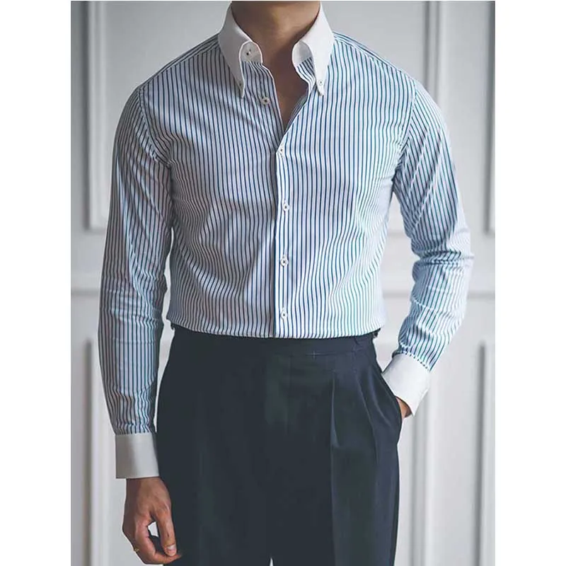 Men's Vintage Business Casual Striped Shirt