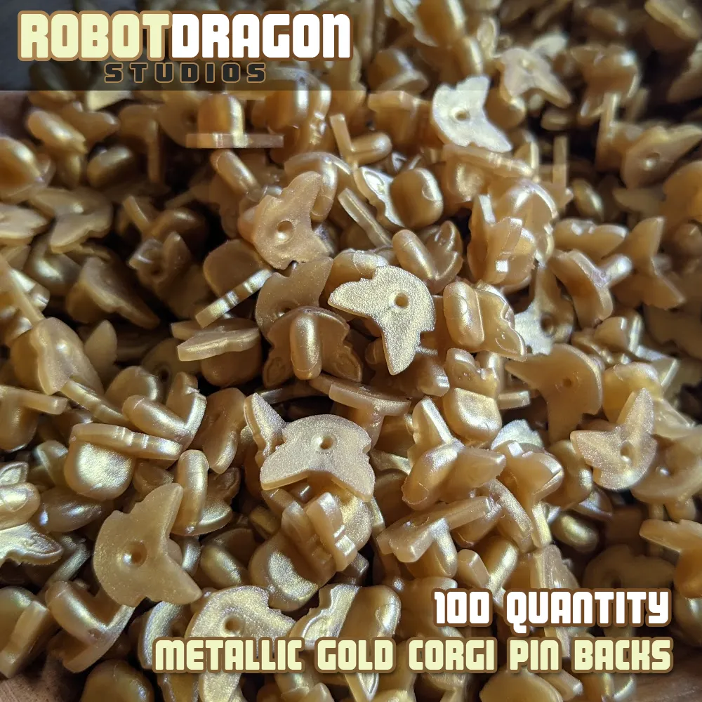 Metallic Gold Corgi Pin Back