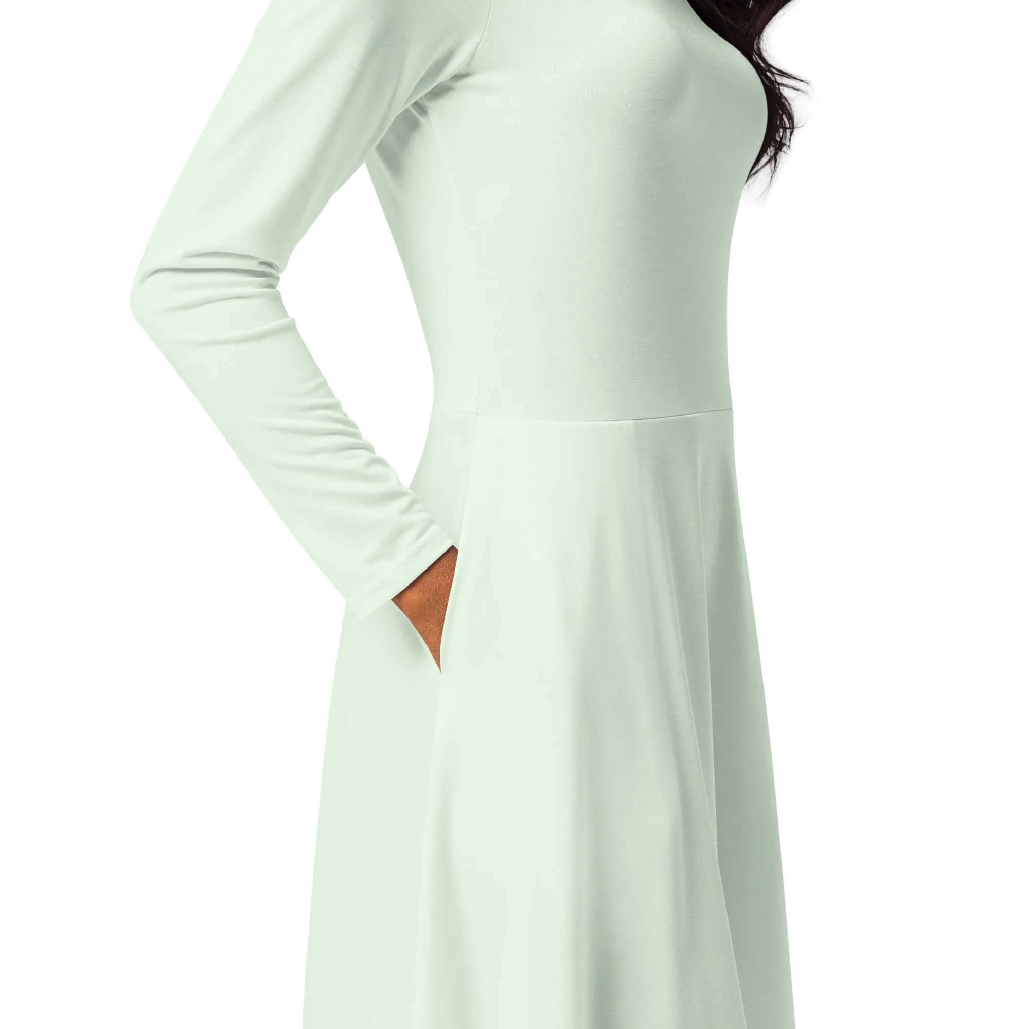 Midi Dress Long Sleeve Colour Honeydew (Glamourange Colour Midi Dress Long Sleeve for Women)