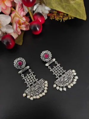 Oxidized Earring Dangler Earrings,  Oxidized Indian Jewelr, Y Dangler Stone Earrings, Oxidized Jewelry, Indian Jewelry, Gift for Her