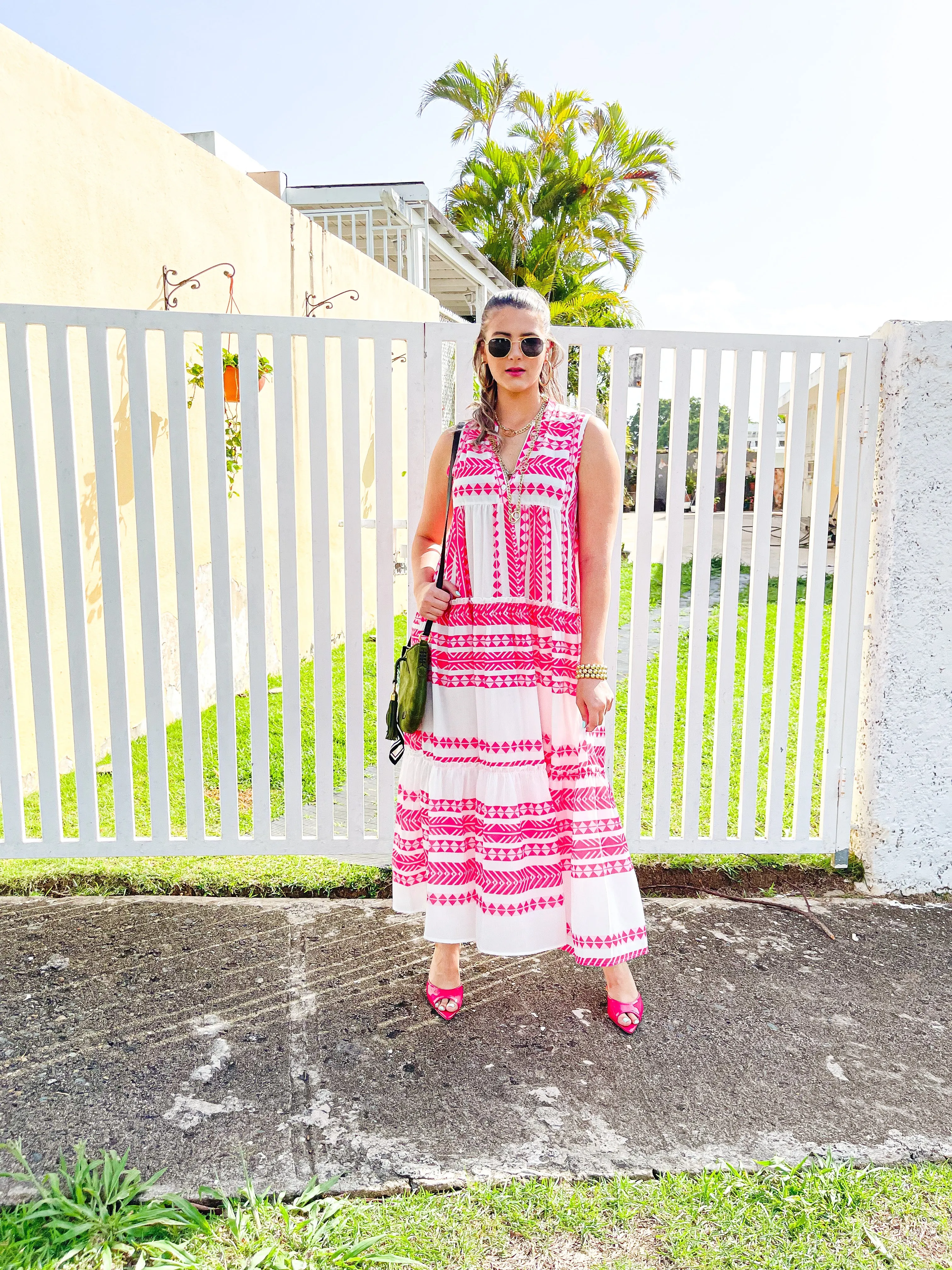 PINK BOHEMIAN PRINT SLEEVELESS DRESS