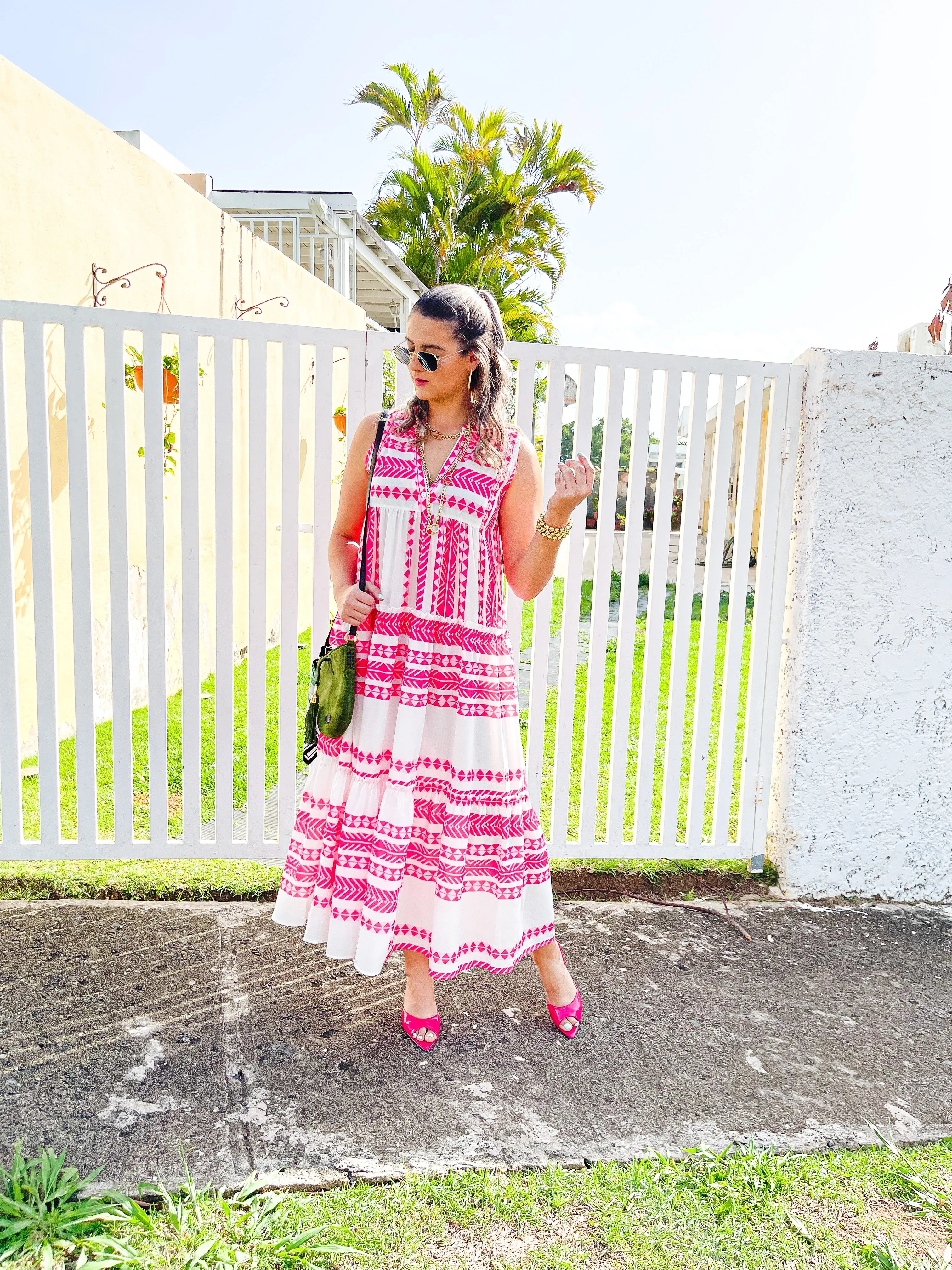 PINK BOHEMIAN PRINT SLEEVELESS DRESS