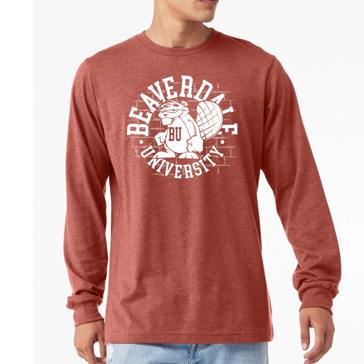 "Beaverdale University, Beaver Circle" - Unisex Heather CVC Long Sleeve T-Shirt
