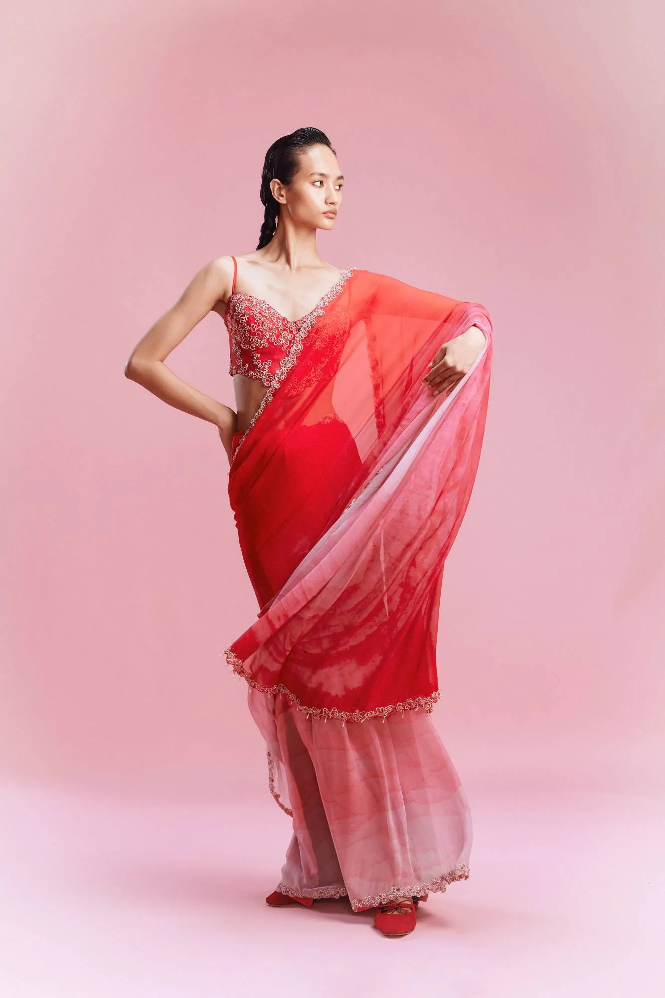 "Mara" Chiffon Ombre Saree with a Blouse