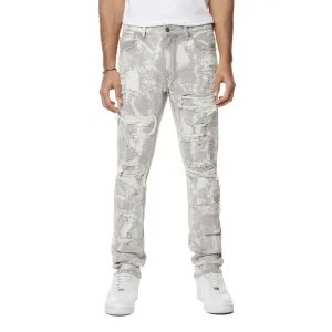 Slim Washed Heavy Rip and Repair Jeans - Confetti Grey