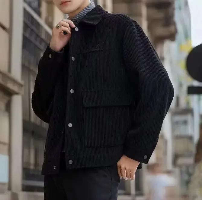 Striped Short Style Casual Men's Clothing Lapel
