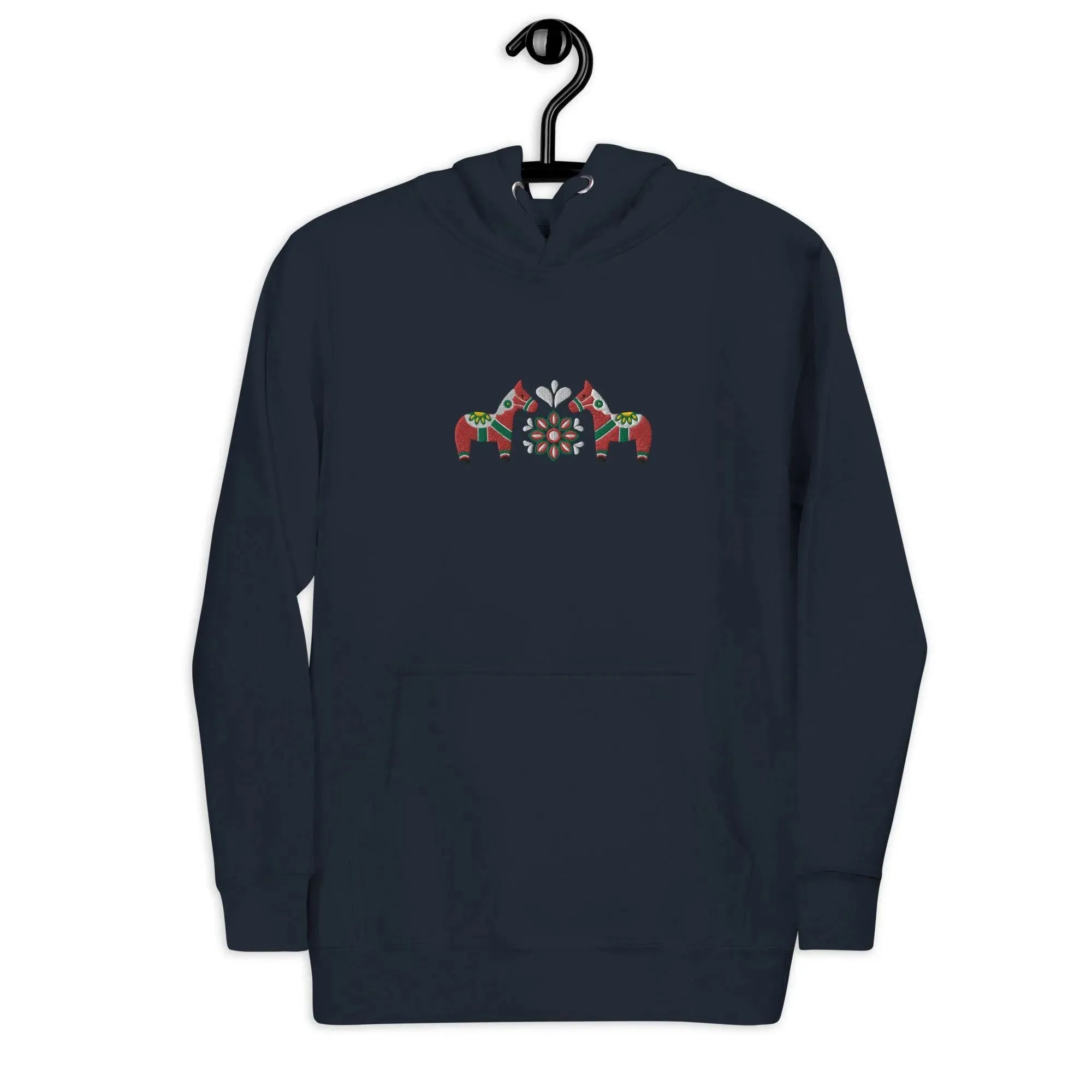 Swedish Red Dala Horse Embroidered Hoodie