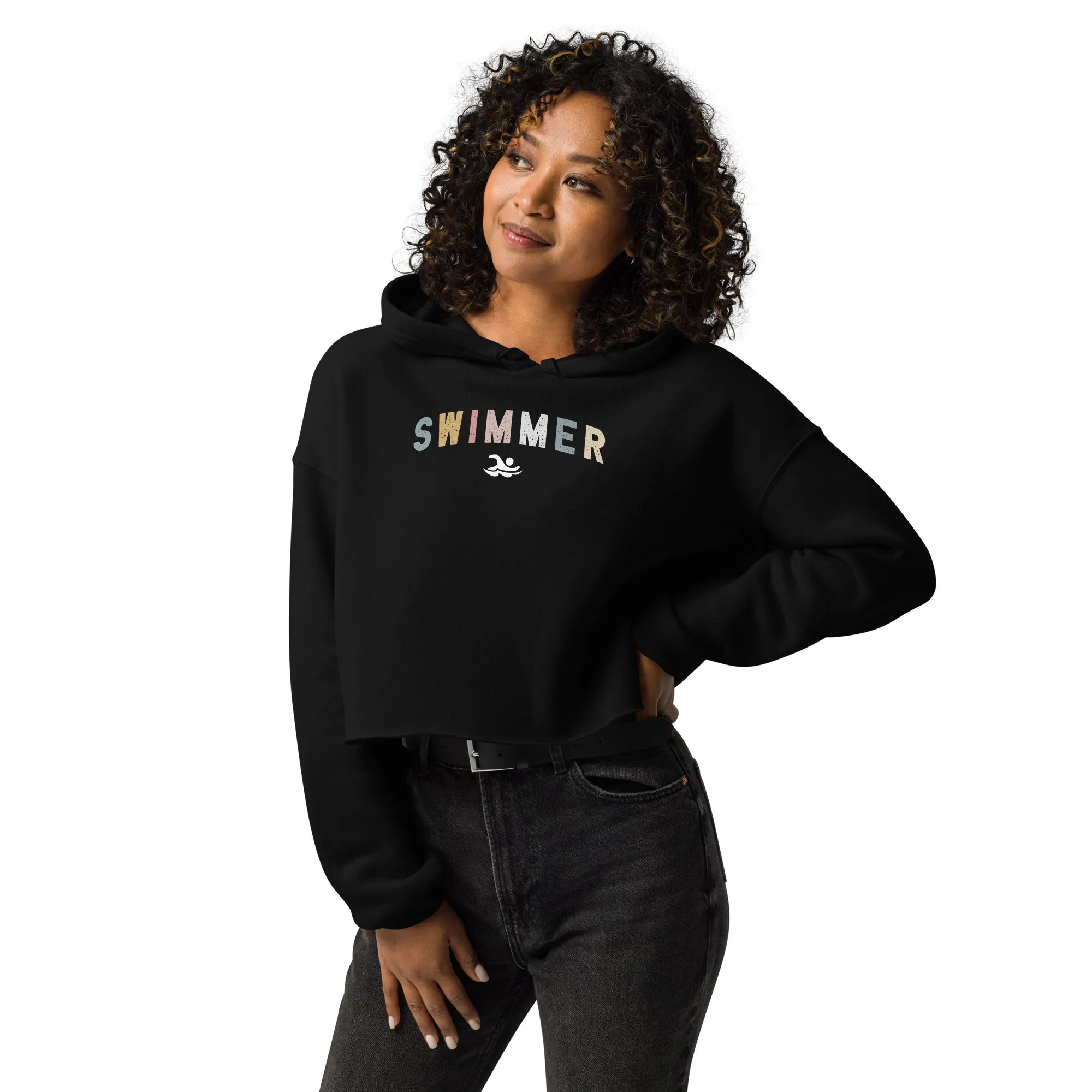 Swimmer Retro Arch Crop Top Hoodie