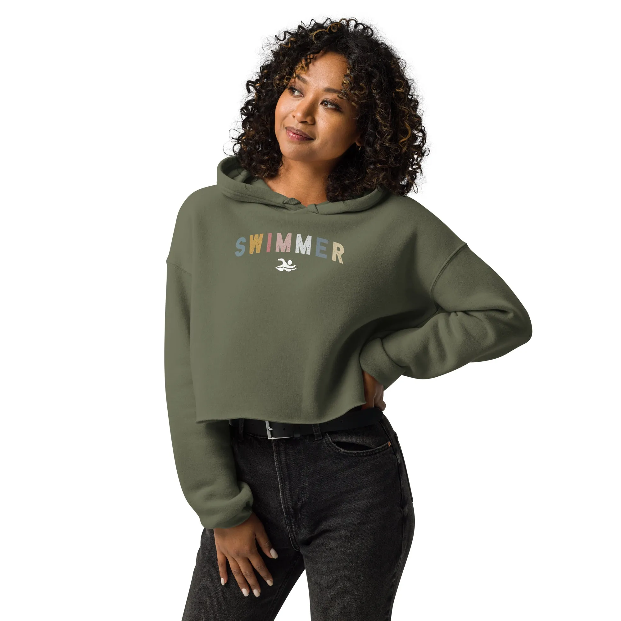 Swimmer Retro Arch Crop Top Hoodie