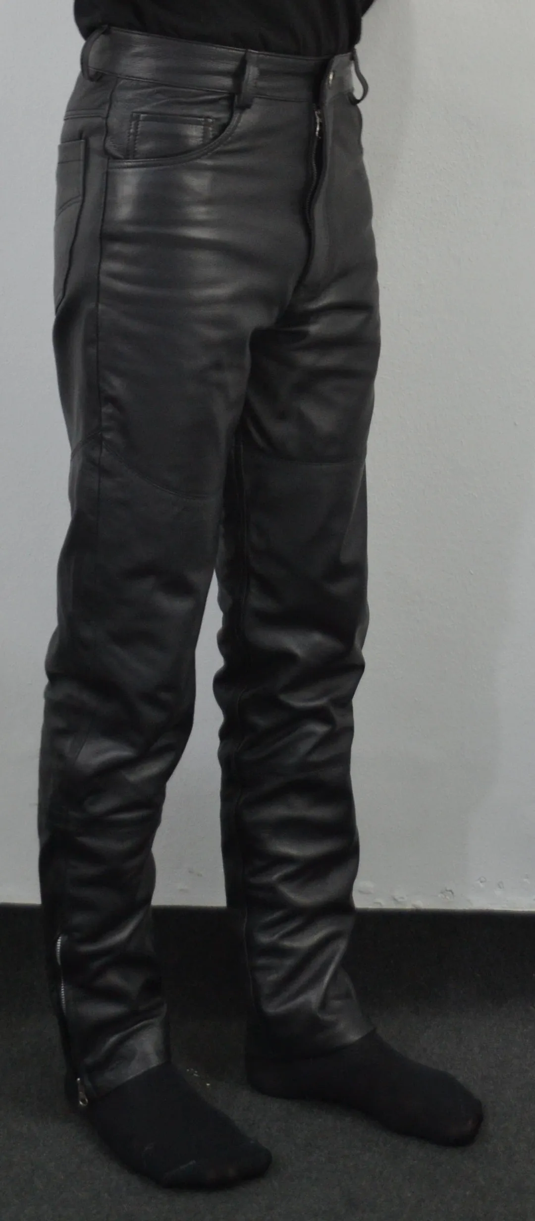 Terminator 2 Arnold Black Costume Straight Leather Pant