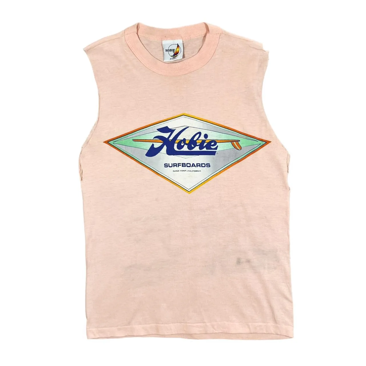 Vintage 90's HOBIE SURFBOARDS Made In USA Graphic Cutoff Sleeveless Single Stitch T-Shirt
