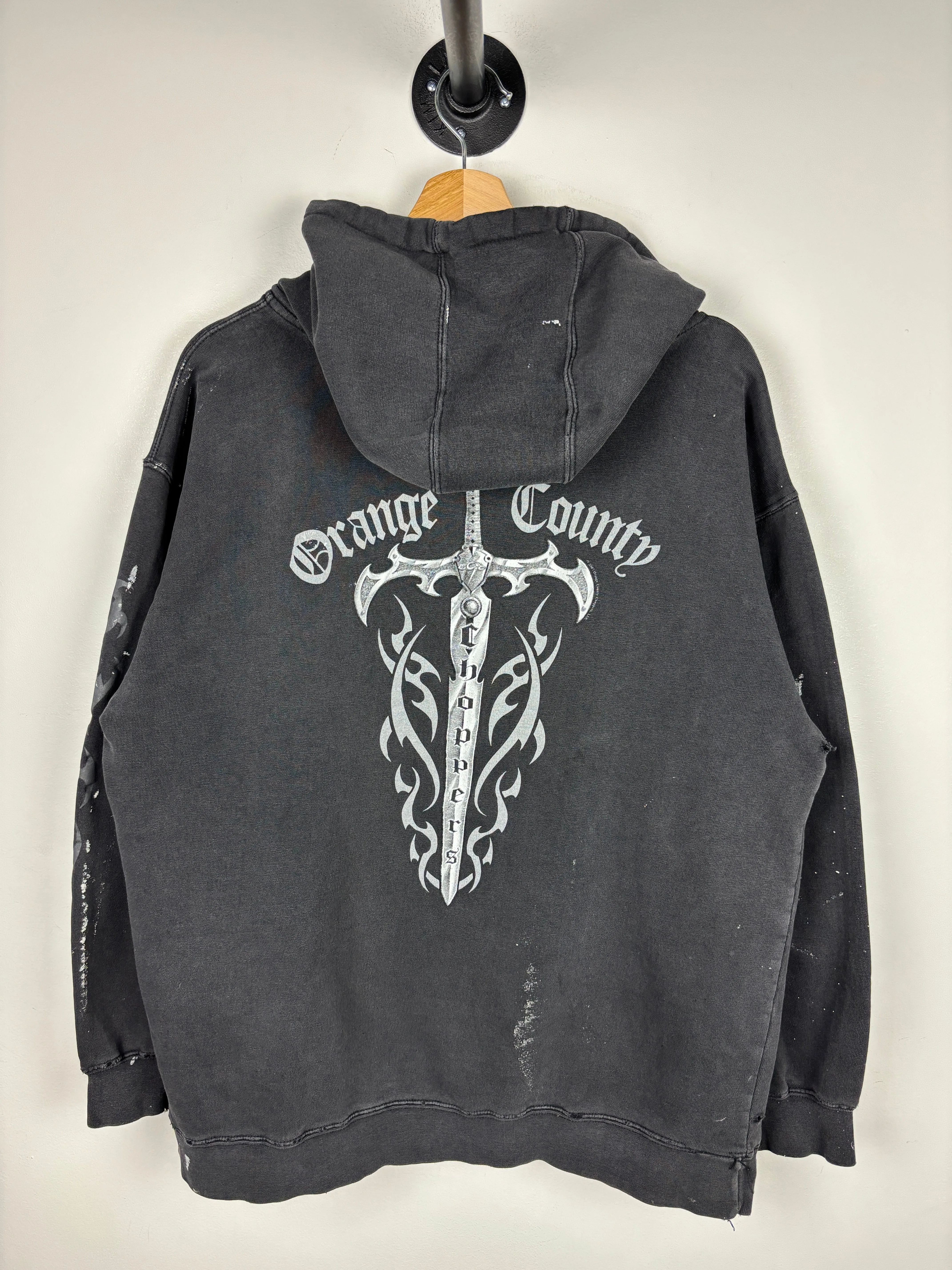 Vintage Orange County Choppers Paint Splattered Black Hoodie