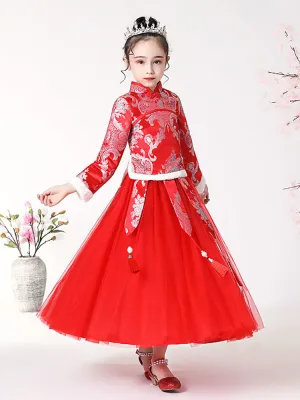 Winter Girls' National Style Tang Suit Performence Costume Thickened Ancient Dress