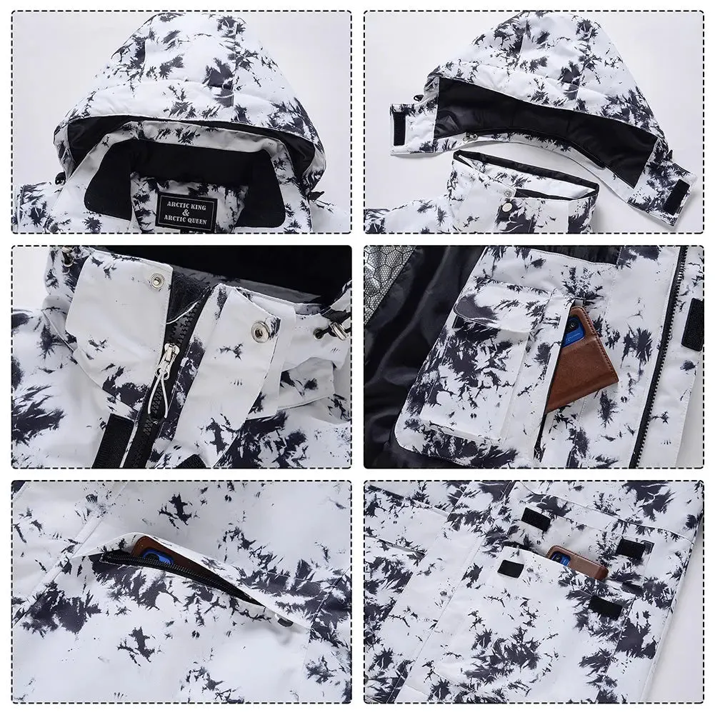 Women Hooded Insulated Snow Jacket Printed Ski Coat for Outdoor Sports
