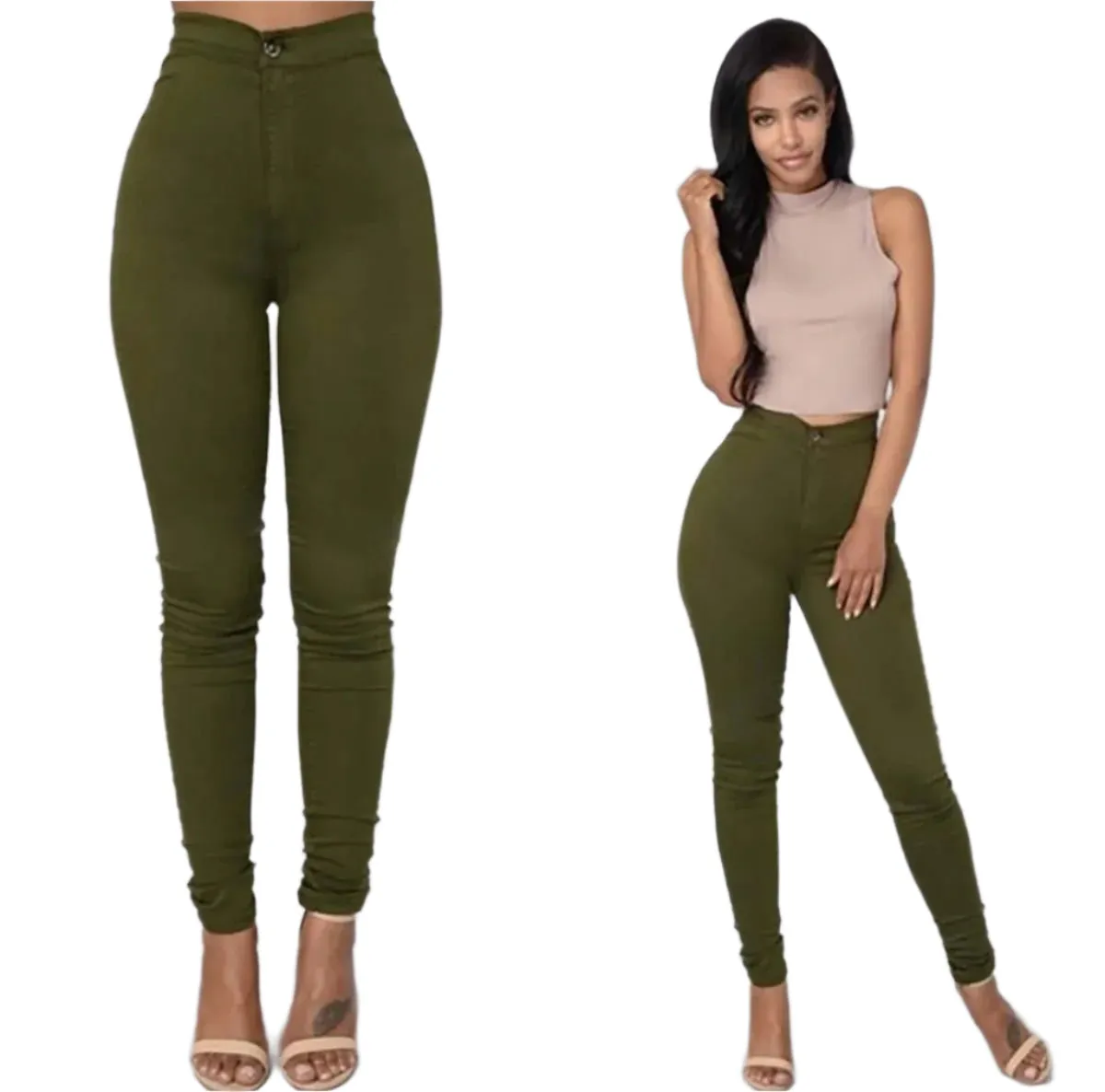 Women Pants Thin High Waist Solid Color Slim Fit Lady Pencil Trousers for Street Wear